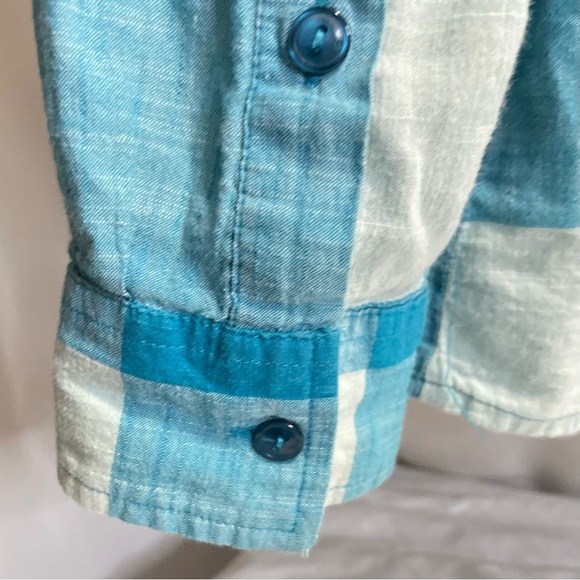 Burton Long Sleeve Plaid Shirt Women’s M Blue Grey Plaid Y2K 90s Grunge Distress - Picture 5 of 14